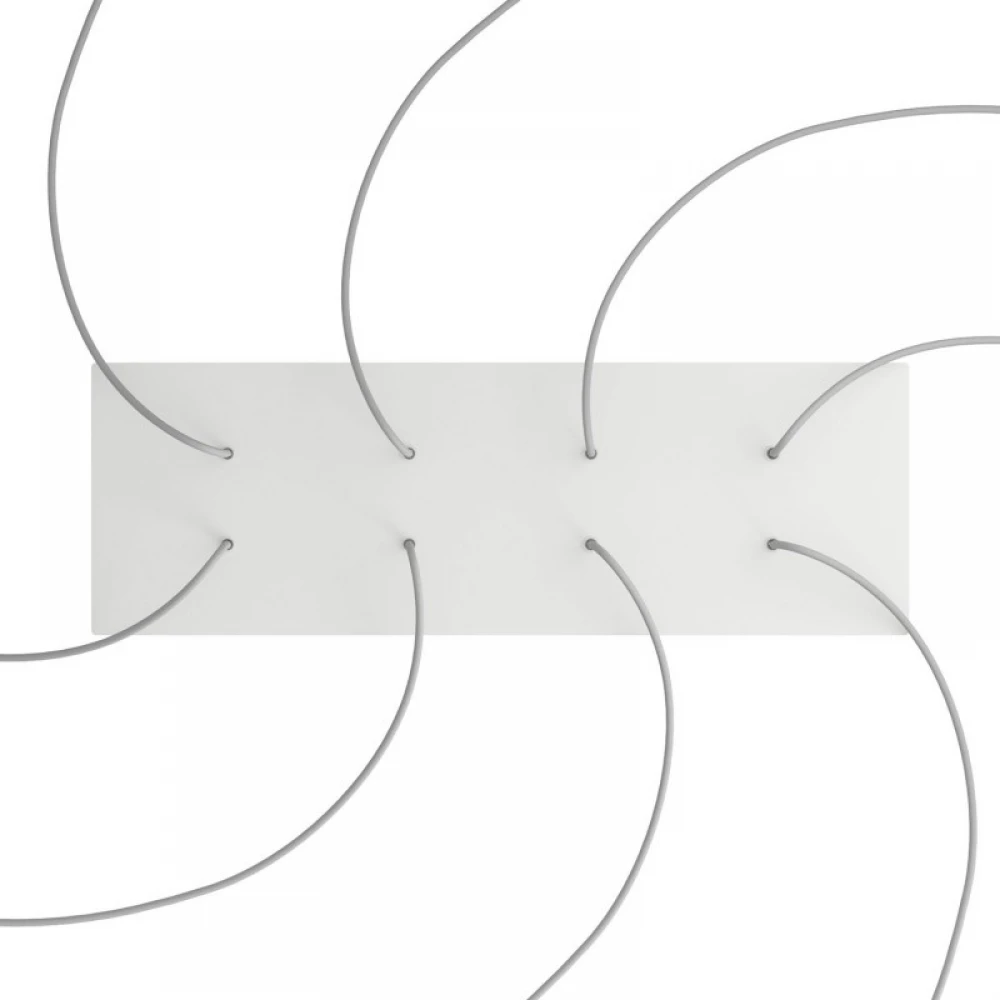 Ορθογώνια Μπάρα Ροζέτα XXL Rose-One με 8 τρύπες, 675 x 225 mm - Λευκό ΜΑΤ Dibond - Creative Cables