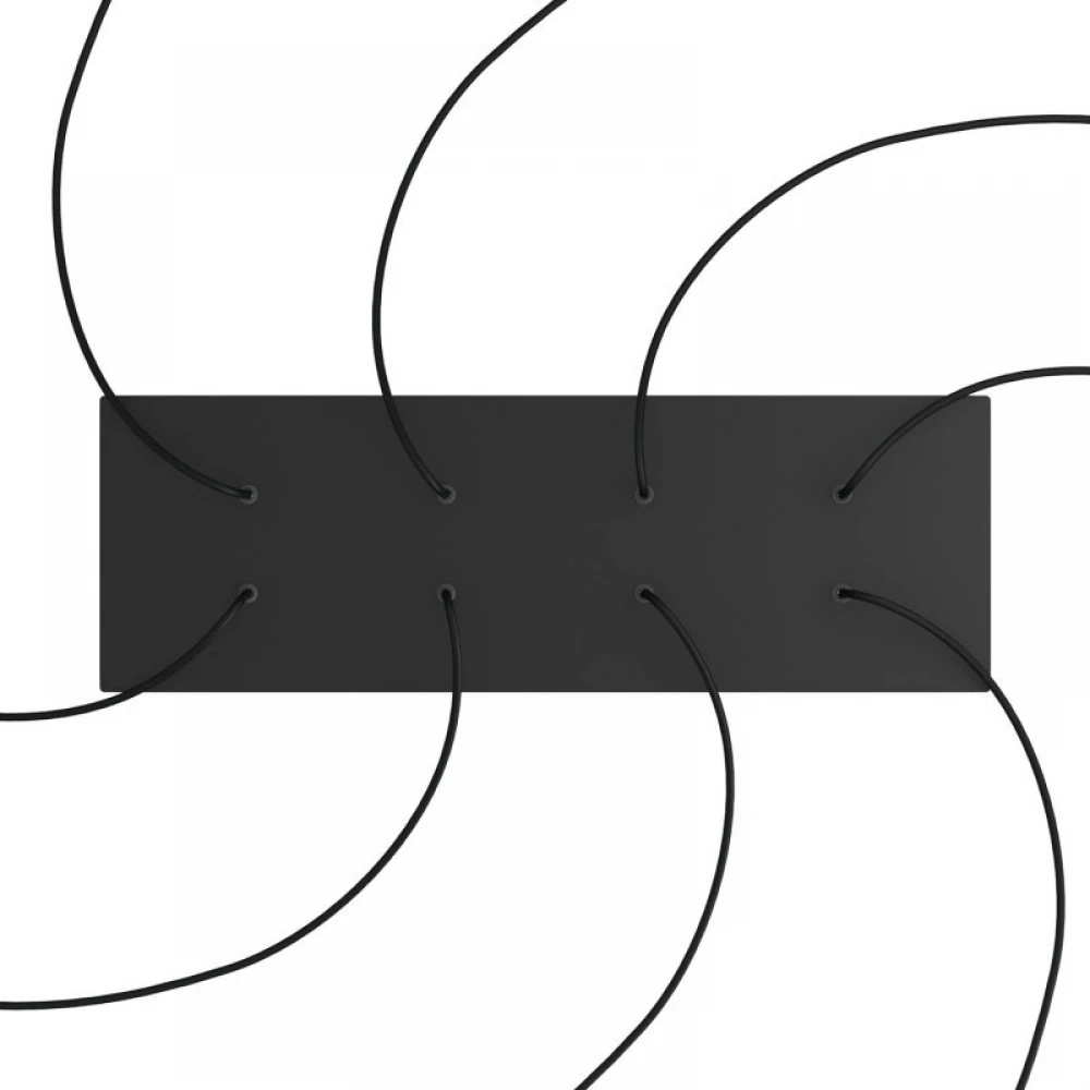 Ορθογώνια Μπάρα Ροζέτα XXL Rose-One με 8 τρύπες, 675 x 225 mm - Μαύρο ΜΑΤ Dibond - Creative Cables