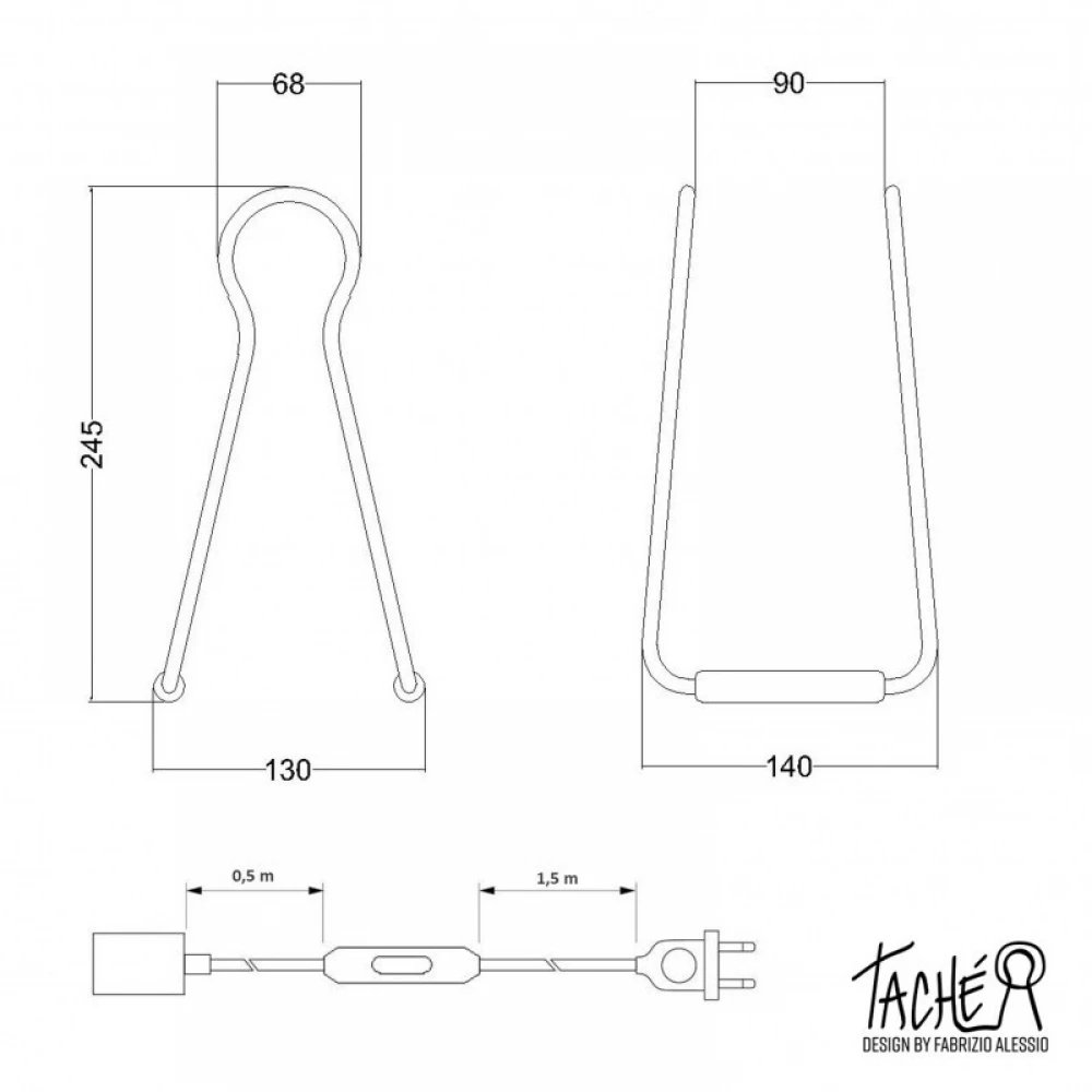 Επιτραπέζιο Φωτιστικό Tache Elegant με Υφασμάτινο καλώδιο Διακοπτάκι και Διπολικό Φις Μαύρο και Άσπρο - Creative Cables