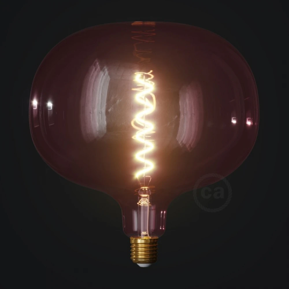 LED Λαμπτήρας Ροζέ (Berry Red) Cobble με Σπιράλ Νήμα Filament 4W 220-240V E27 Dimmable 2200K - Creative Cables