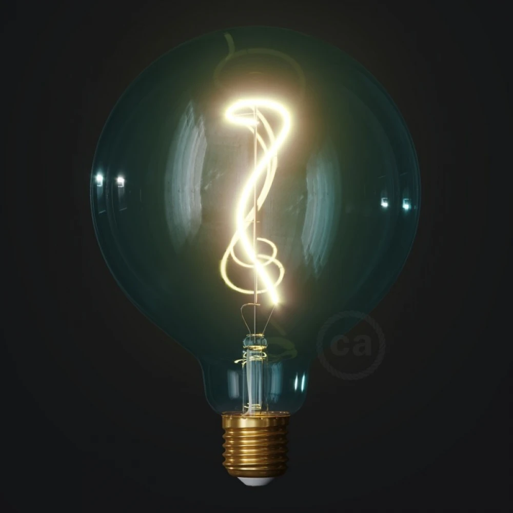 LED Λαμπτήρας Γλόμπος Μπλε (Ocean Blue) G125 με Νήμα Άμπελος 4W Filament E27 Dimmable 2200K - Creative Cables