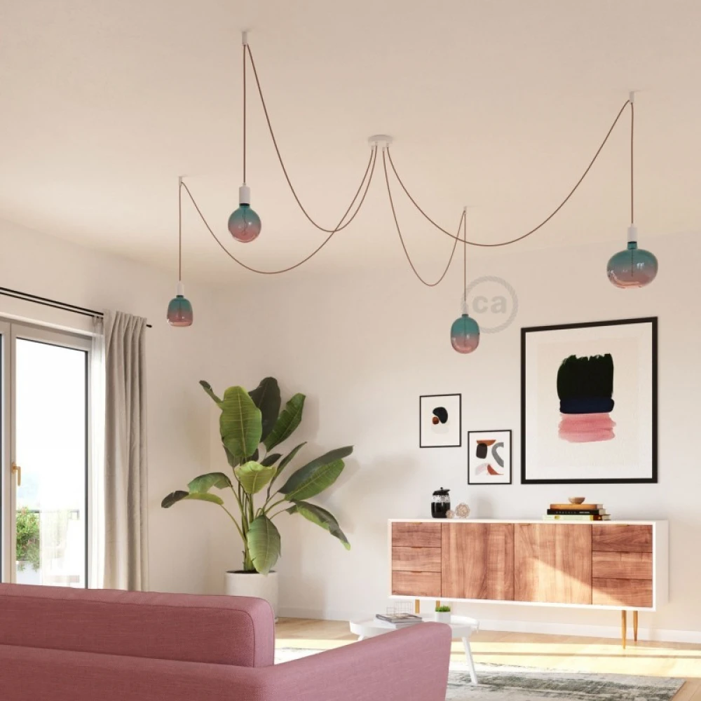 LED Λαμπτήρας Γλόμπος Όνειρο Ροζέ-Μπλε (Dream) G125 με Νήμα Άμπελος 4W Filament E27 Dimmable 2200K - Creative Cables
