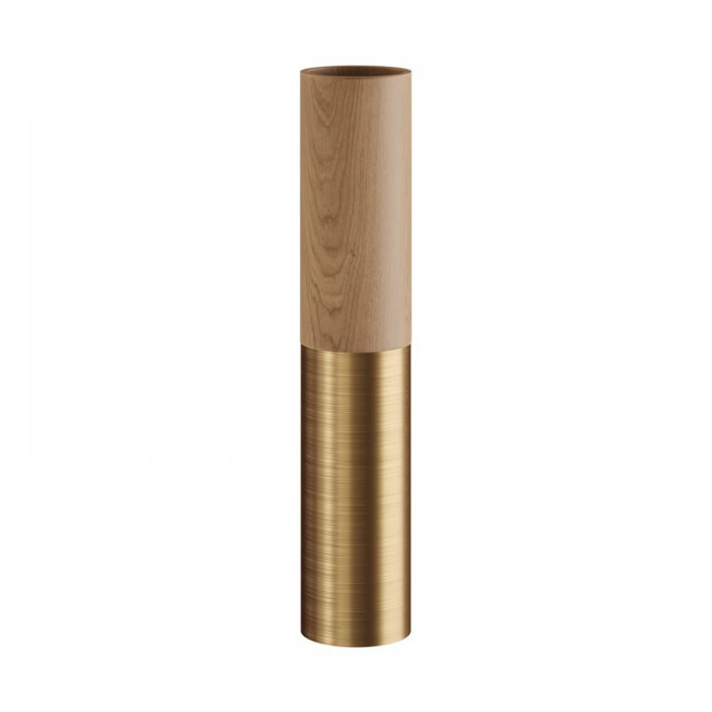 Ξύλινο Σποτ και μεταλλικό Tub-E14, με διπλό συνδυασμό και ντουί Ε14 ροδέλα Φυσικό Ξύλο - Χρυσό Ματ - Creative Cables