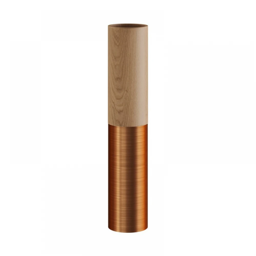 Ξύλινο Σποτ και μεταλλικό Tub-E14, με διπλό συνδυασμό και ντουί Ε14 ροδέλα Φυσικό Ξύλο - Χάλκινο vintage - Creative Cables