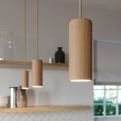 Κρεμαστό Ξύλινο Σποτ Σωληνωτό Tub-E14 με Ξύλο - Made in Italy - Creative Cables