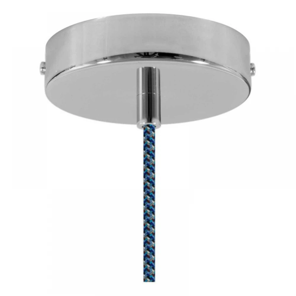 Κρεμαστό Φωτιστικό Με Υφασμάτινο Καλώδιο και Κεραμικό Καπέλο Κύπελλο  - Μπλε Ανοιχτό - Λευκό - Made in Italy - Creative Cables