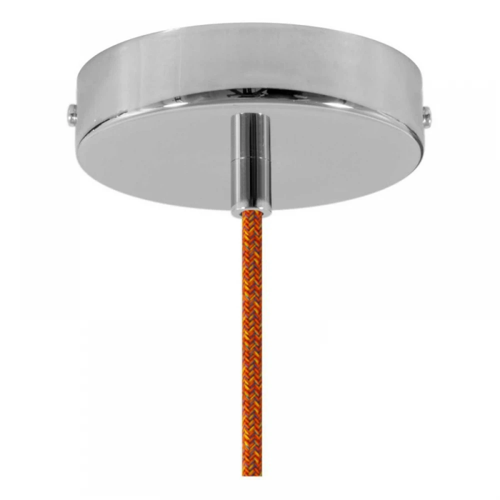 Κρεμαστό Φωτιστικό Με Υφασμάτινο Καλώδιο και Κεραμικό Καπέλο Κύπελλο  - Κοραλί - Λευκό - Made in Italy - Creative Cables