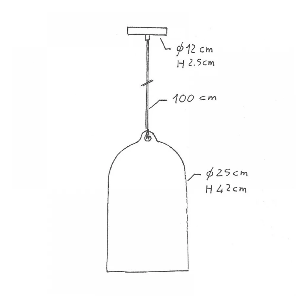 Κρεμαστό Φωτιστικό με Υφασμάτινο Καλώδιο Και Κεραμική Καμπάνα Bell XL Σκουριά - Λευκό - Made in Italy - Creative Cables