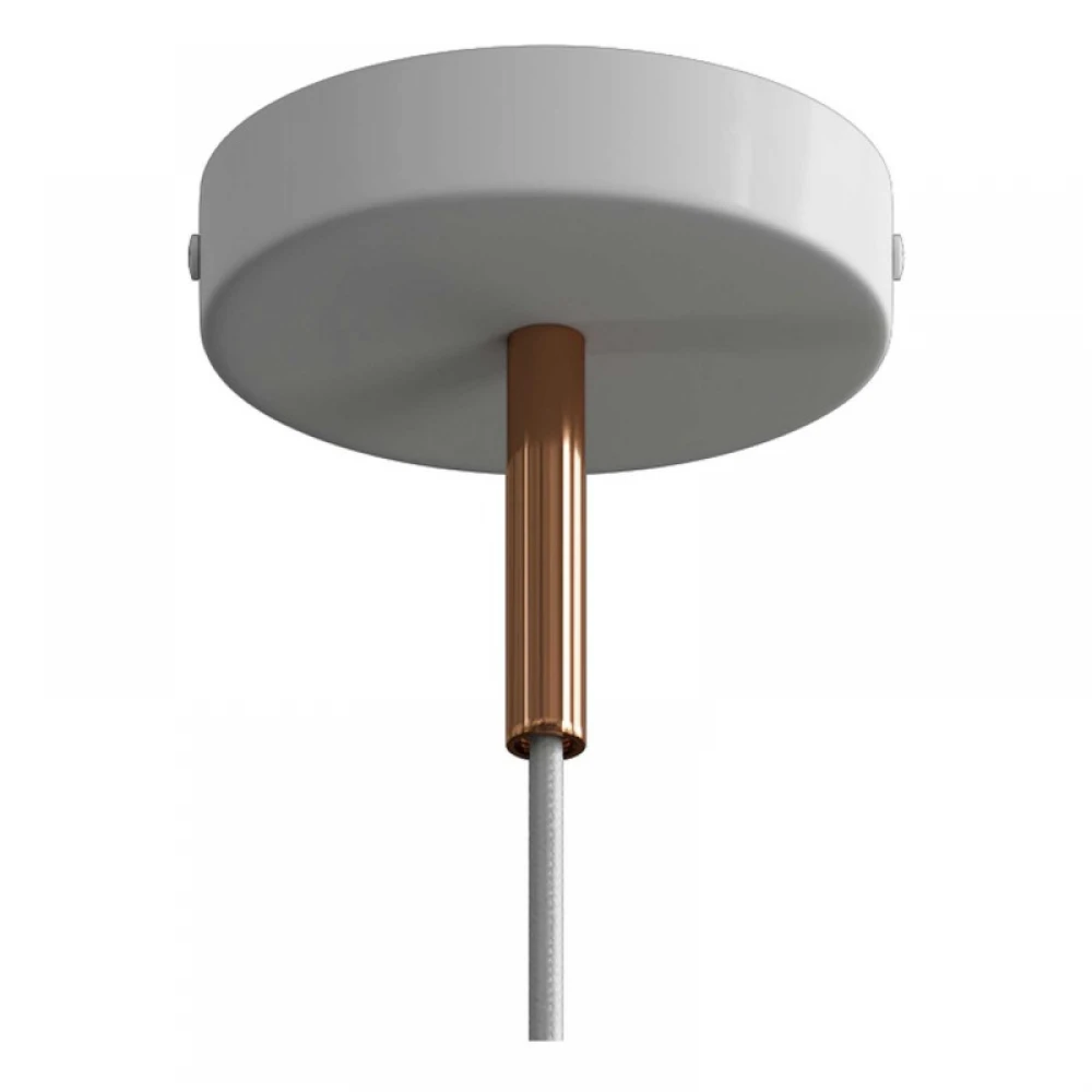 Κρεμαστό Φωτιστικό Μεταλλικό με Στήριγμα 7cm και Υφασμάτινο Καλώδιο Λευκό - Χάλκινο - Made in Italy - Creative Cables