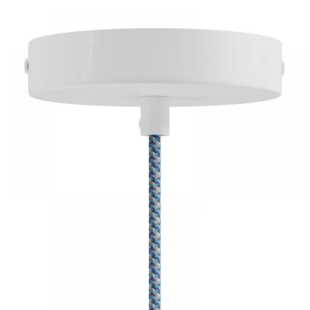 Κρεμαστό φωτιστικό με υφασμάτινο καλώδιο και μεταλλικό καπέλο Swing Pastel Απαλό Γαλάζιο - Made in Italy - Creative Cables