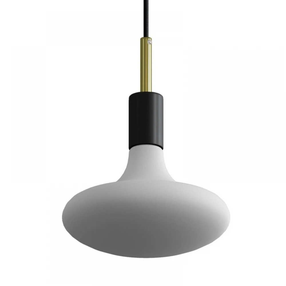 Κρεμαστό Φωτιστικό Μεταλλικό με Στήριγμα 7cm και Υφασμάτινο Καλώδιο Μαύρο - Χρυσό - Made in Italy - Creative Cables