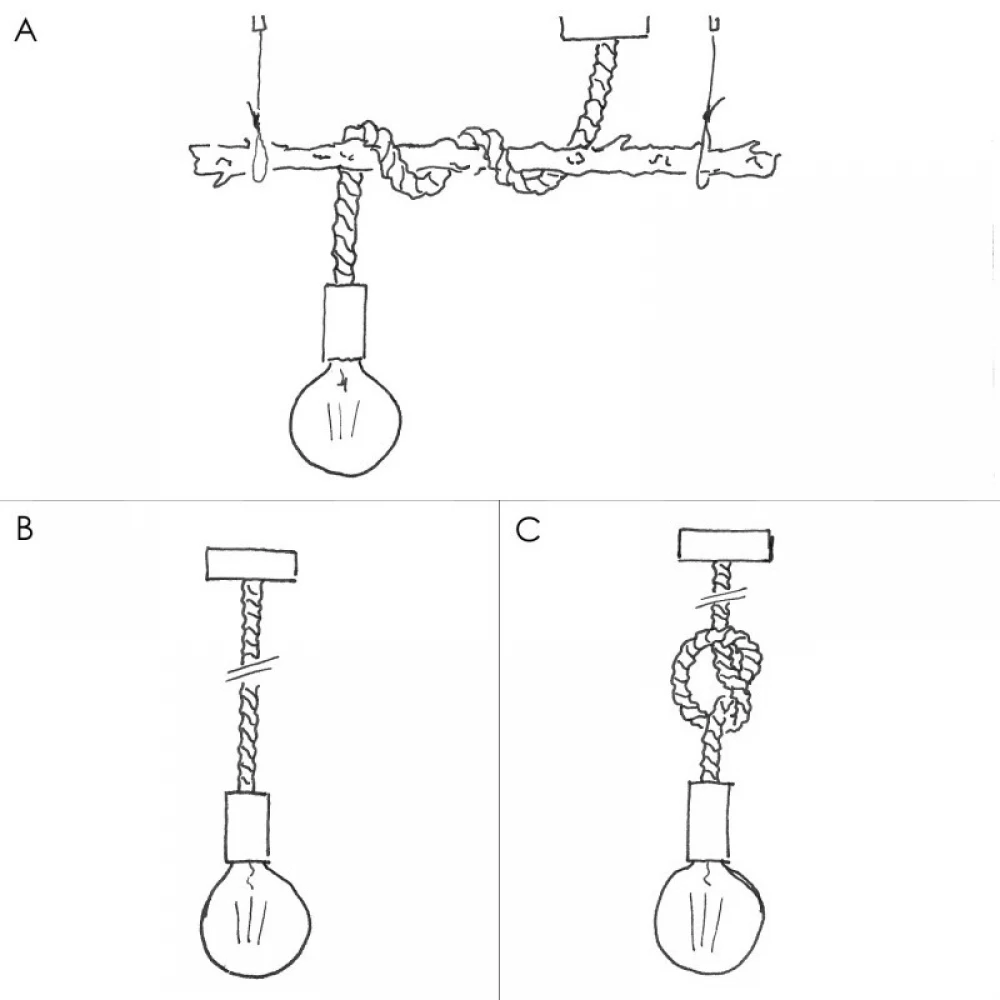 Κρεμαστό Φωτιστικό Ξύλινο με καλώδιο τριχιά XL και ντουί Κορμός Bark 11cm - Made in Italy - Creative Cables