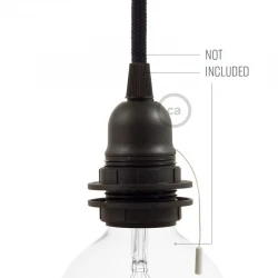 Ντουί Θερμοπλαστικό Ε27 με Τραβηχτό Διακόπτη Και Ροδέλες Μαύρο - Creative Cables