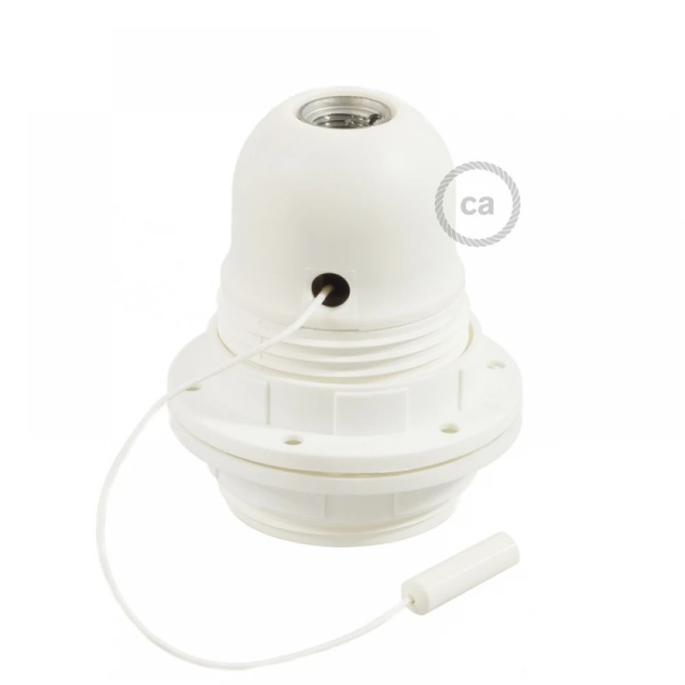 Ντουί Θερμοπλαστικό Ε27 με Τραβηχτό Διακόπτη Και Ροδέλες Λευκό - Creative Cables