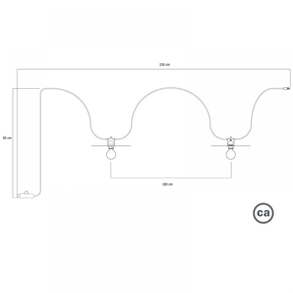 Γιρλάντα Εξωτερικού Χώρου EIVA με 2 καπέλα φωτιστικού και φις - Λευκό - Creative Cables