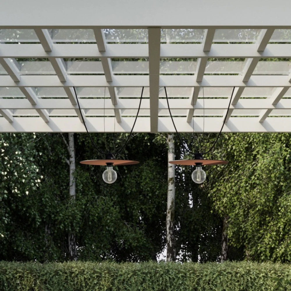 Γιρλάντα Εξωτερικού Χώρου EIVA με 2 καπέλα φωτιστικού και φις - Χάλκινο vintage - Χρυσό Ματ - Creative Cables