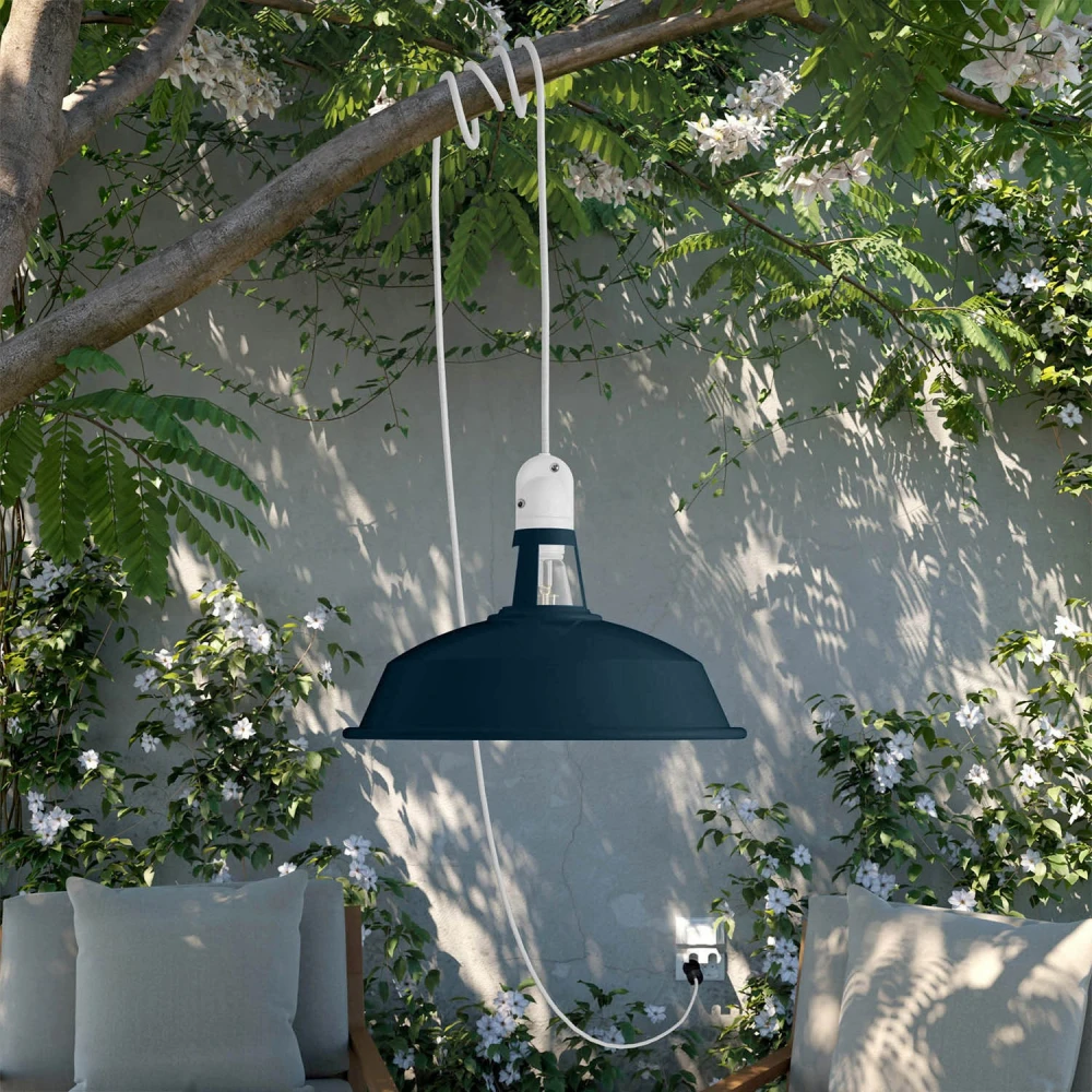 Φορητό Φωτιστικό Εξωτερικού Χώρου Snake με Καπέλο Harbour, 5m υφασμάτινο καλώδιο, IP65 αδιάβροχο ντουί και σούκο - Πετρόλ - Creative Cables