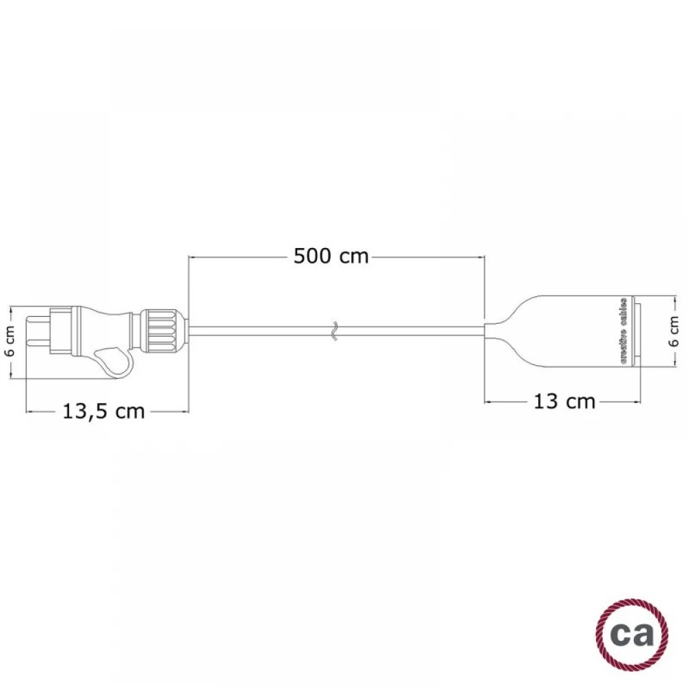Φωτιστικό Εξωτερικού Χώρου Snake Eiva Wi-Fi, με 5m καλώδιο, στεγανό ντουί IP65 και smart λάμπα - Μουσταρδί - Creative Cables