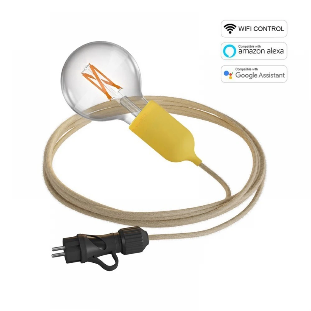 Φωτιστικό Εξωτερικού Χώρου Snake Eiva Wi-Fi, με 5m καλώδιο, στεγανό ντουί IP65 και smart λάμπα - Μουσταρδί - Creative Cables