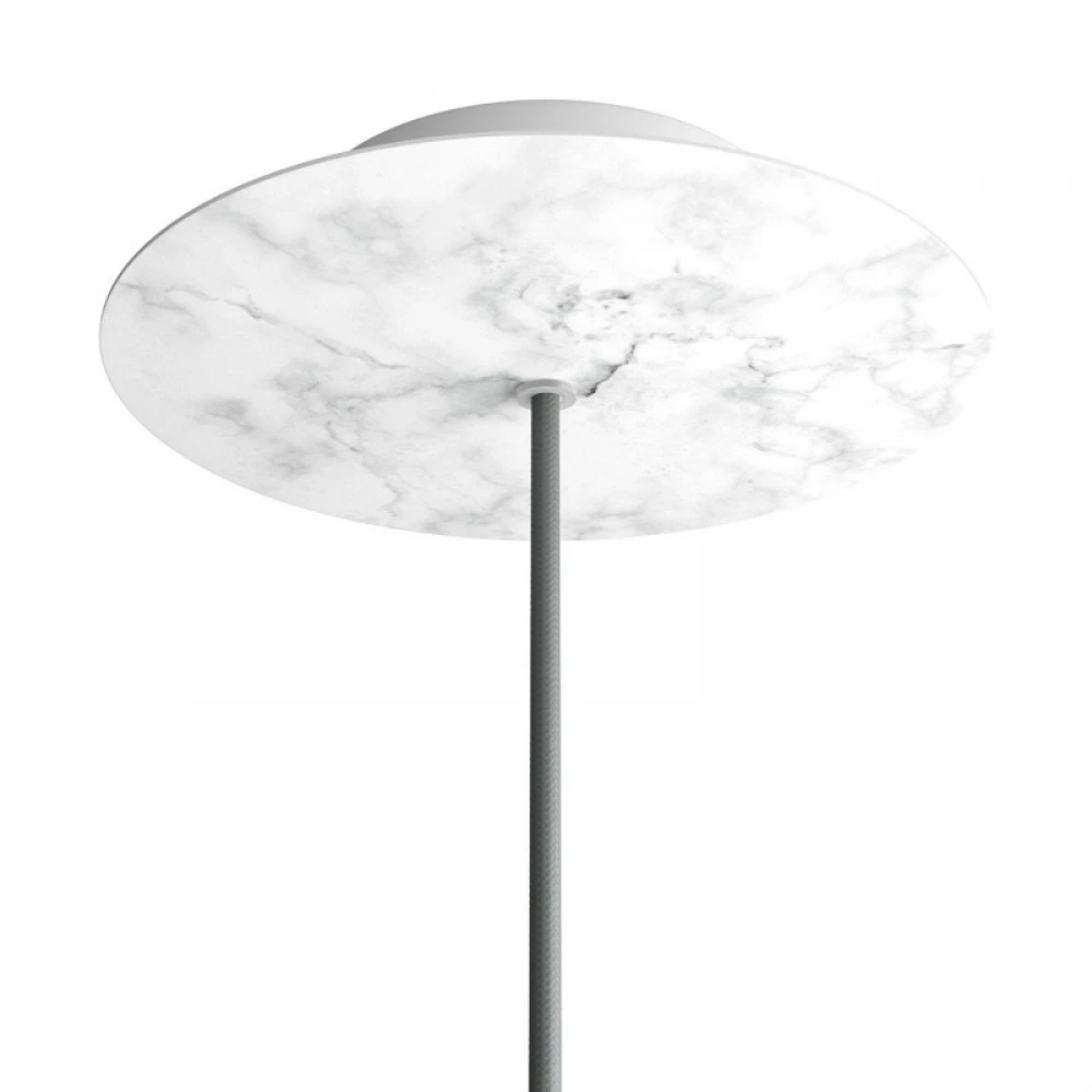 Ροζέτα Rose-One 200mm Στρογγυλή με 1 Τρύπα Σε Λευκό Μάρμαρο Σχέδιο - Creative Cables