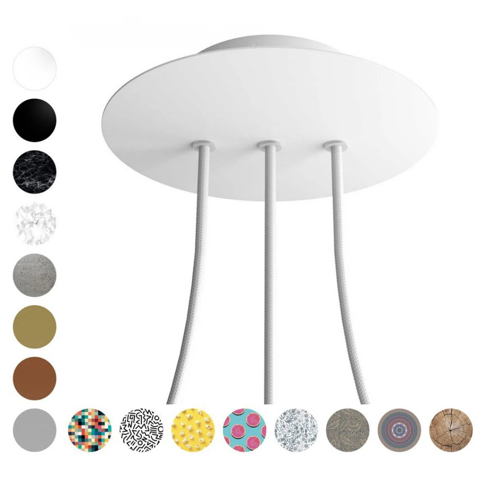 Ροζέτα Rose-One 200mm Στρογγυλή με 3 Τρύπες Στην Σειρά και 4 πλαϊνές τρύπες Σε Διάφορα Σχέδια - Creative Cables