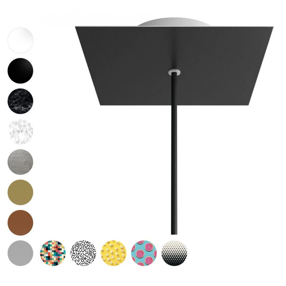 Ροζέτα Rose-One 200mm Τετράγωνη με 1 Τρύπα Σε Λευκό Σχέδιo - Creative Cables