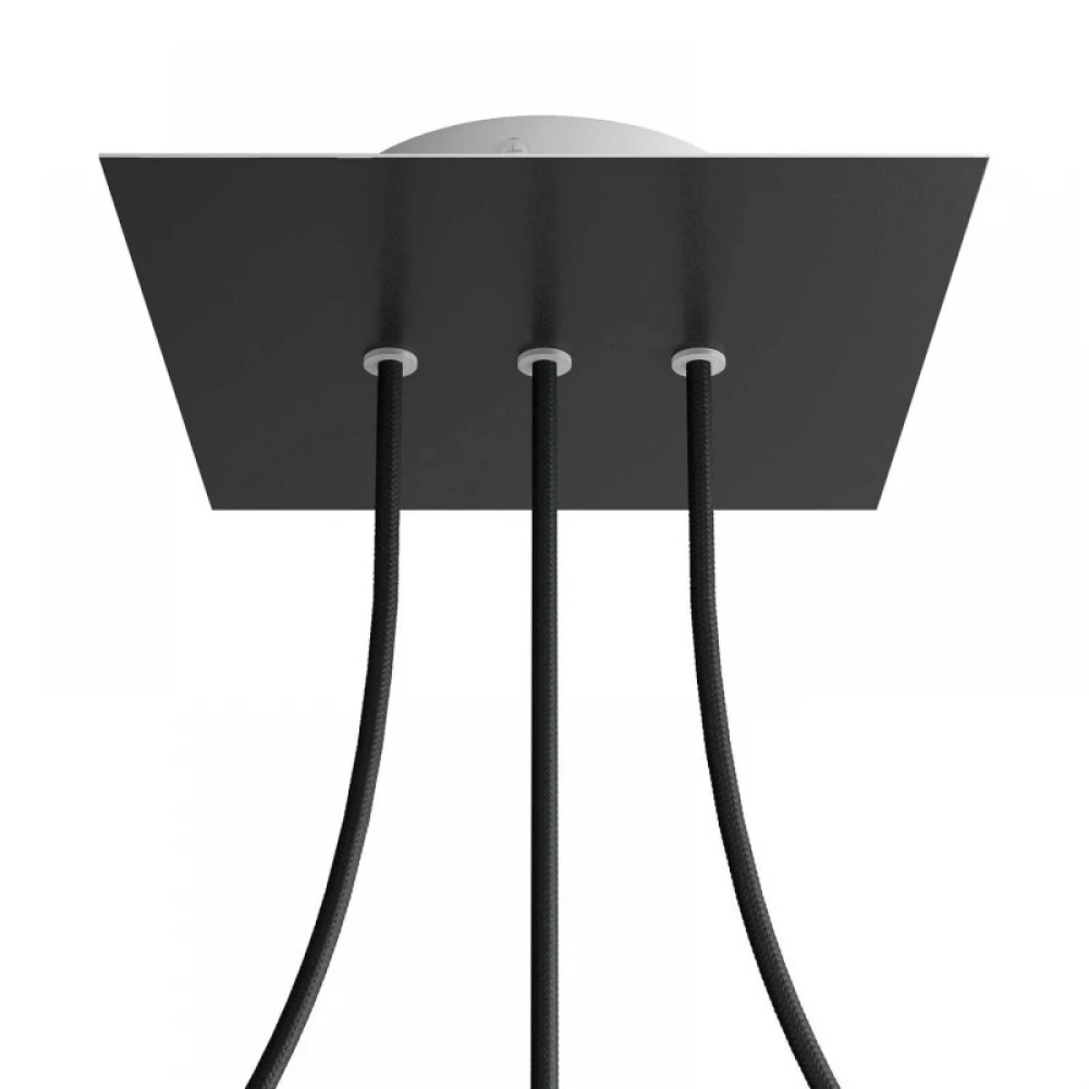 Ροζέτα Rose-One 200mm Τετράγωνη με 3 Τρύπες Στην Σειρά Σε Μαύρο Σχέδιo - Creative Cables