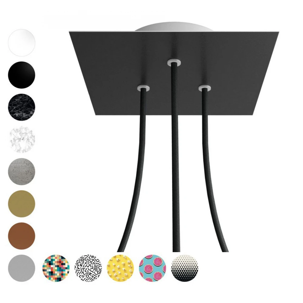 Ροζέτα Rose-One 200mm Τετράγωνη με 3 Τρύπες Σε Διάφορα Σχέδια - Creative Cables