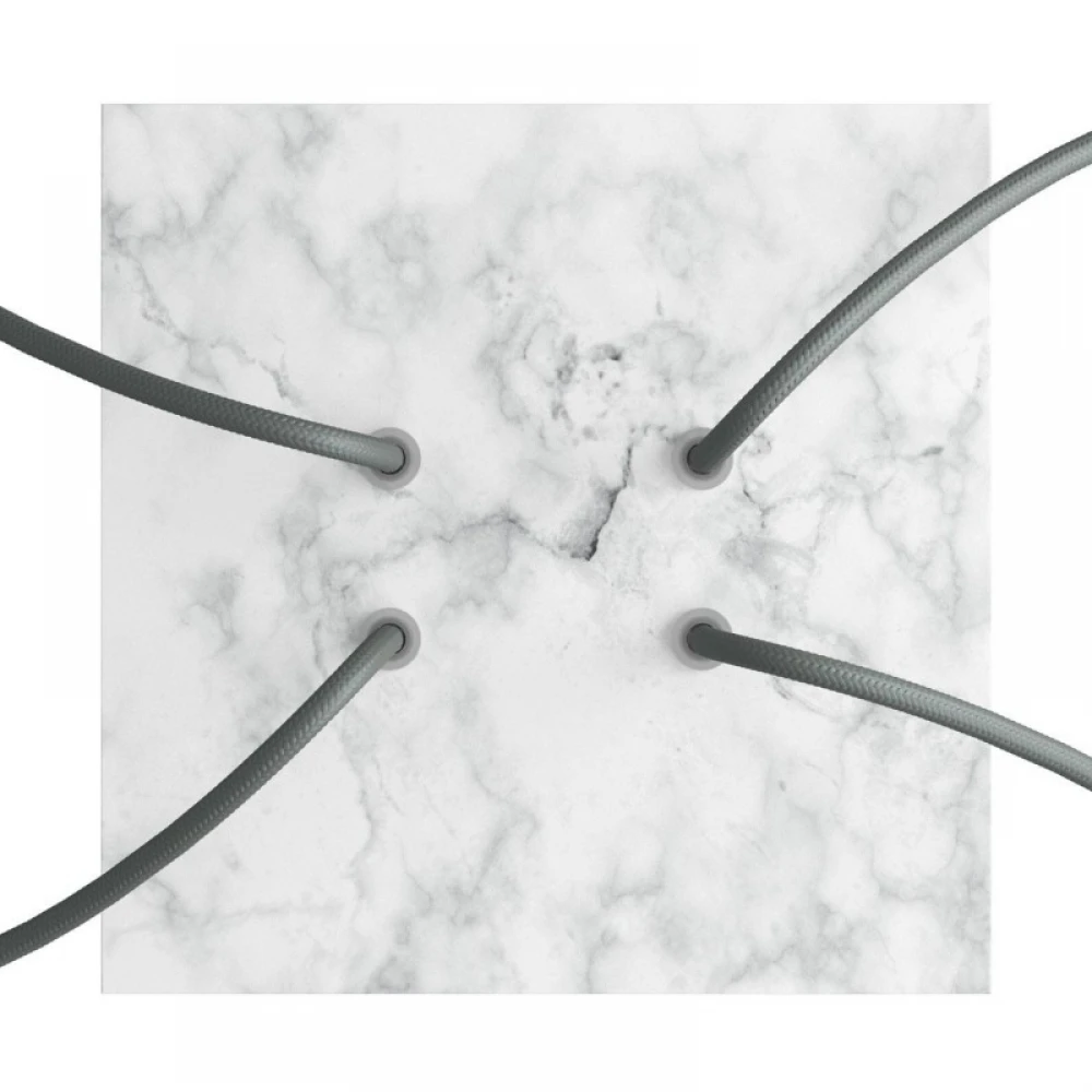 Ροζέτα Rose-One 200mm Τετράγωνη με 4 Τρύπες Στην Σειρά Σε Λευκό Μάρμαρο Σχέδιο - Creative Cables