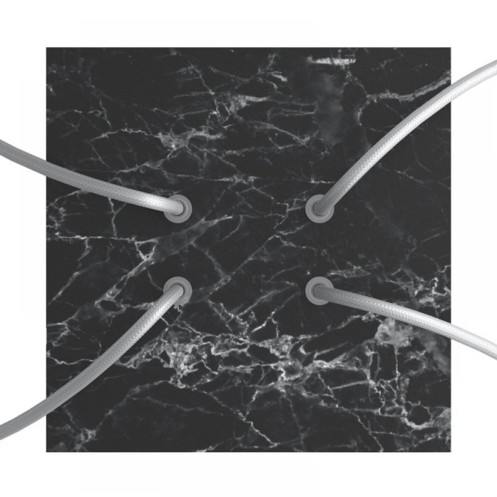 Ροζέτα Rose-One 200mm Τετράγωνη με 4 Τρύπες Στην Σειρά Σε Μαύρο Μάρμαρο Σχέδιo - Creative Cables