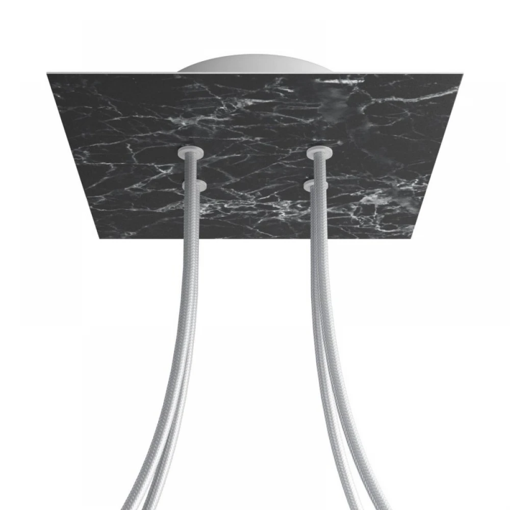 Ροζέτα Rose-One 200mm Τετράγωνη με 4 Τρύπες Στην Σειρά Σε Μαύρο Μάρμαρο Σχέδιo - Creative Cables