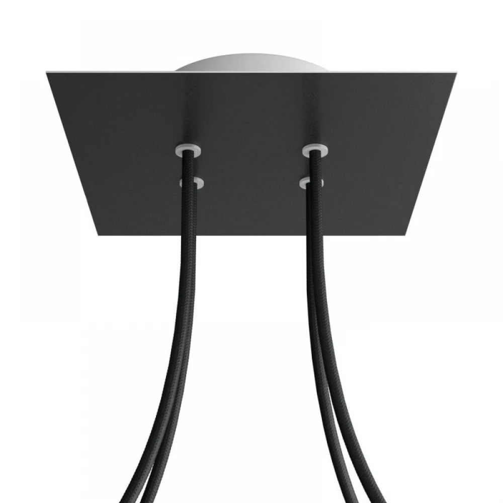 Ροζέτα Rose-One 200mm Τετράγωνη με 4 Τρύπες Στην Σειρά Σε Μαύρο Σχέδιo - Creative Cables