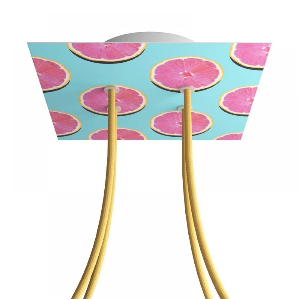 Ροζέτα Rose-One 200mm Τετράγωνη με 4 Τρύπες Στην Σειρά Σε Σχέδιο Με Πορτοκάλια - Creative Cables