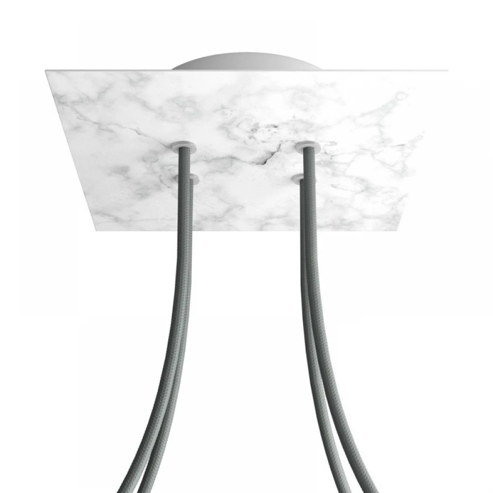 Ροζέτα Rose-One 200mm Τετράγωνη με 4 Τρύπες Στην Σειρά Σε Λευκό Μάρμαρο Σχέδιο - Creative Cables