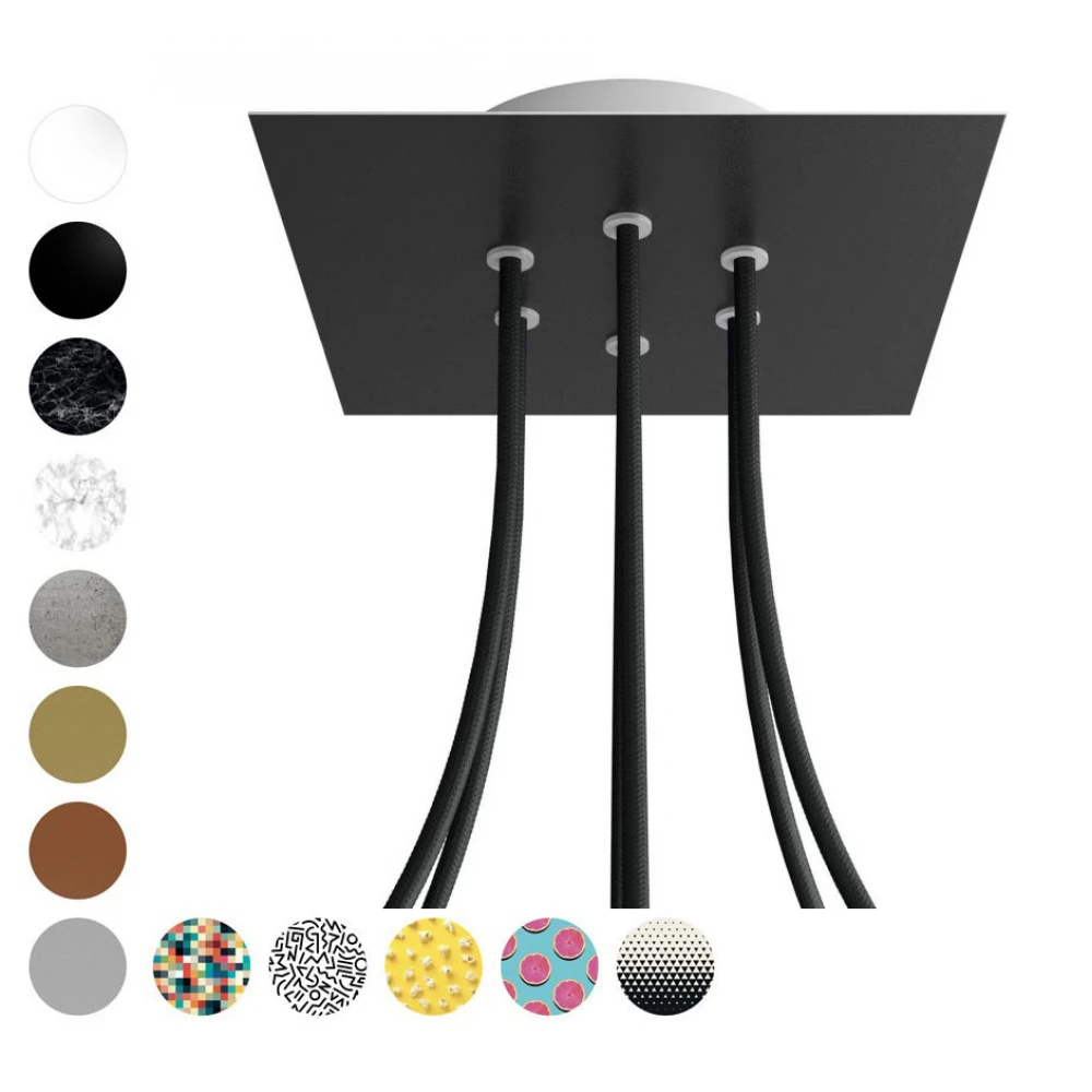 Ροζέτα Rose-One 200mm Τετράγωνη με 6 Τρύπες Στην Σειρά Σε Διάφορα Σχέδια - Creative Cables