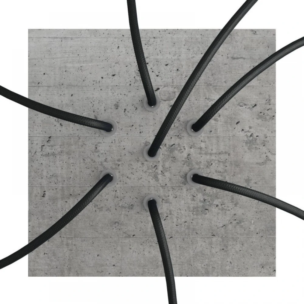 Ροζέτα Rose-One 200mm Τετράγωνη με 7 Τρύπες Στην Σειρά Σε Σχέδιο Τσιμέντου - Creative Cables