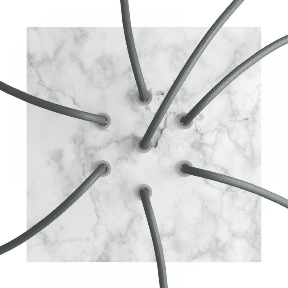 Ροζέτα Rose-One 200mm Τετράγωνη με 7 Τρύπες Στην Σειρά Σε Λευκό Μάρμαρο Σχέδιο - Creative Cables