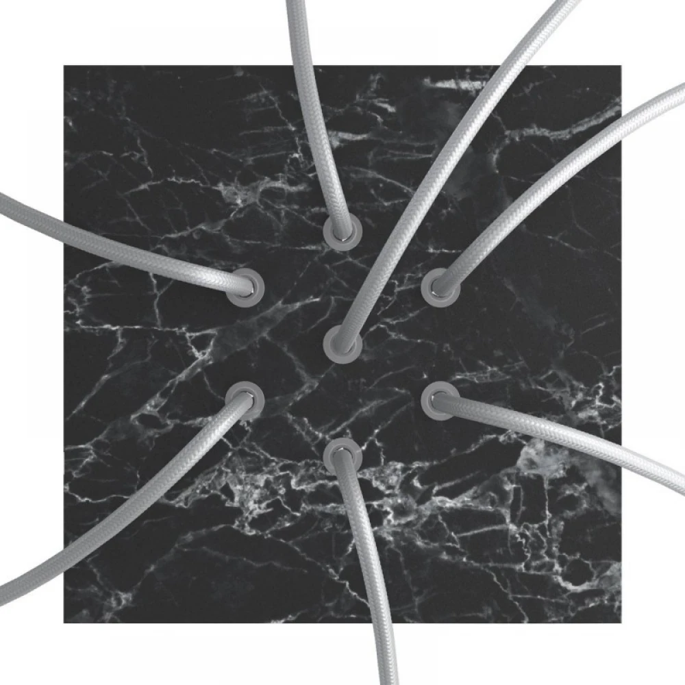 Ροζέτα Rose-One 200mm Τετράγωνη με 7 Τρύπες Στην Σειρά Σε Μαύρο Μάρμαρο Σχέδιο - Creative Cables