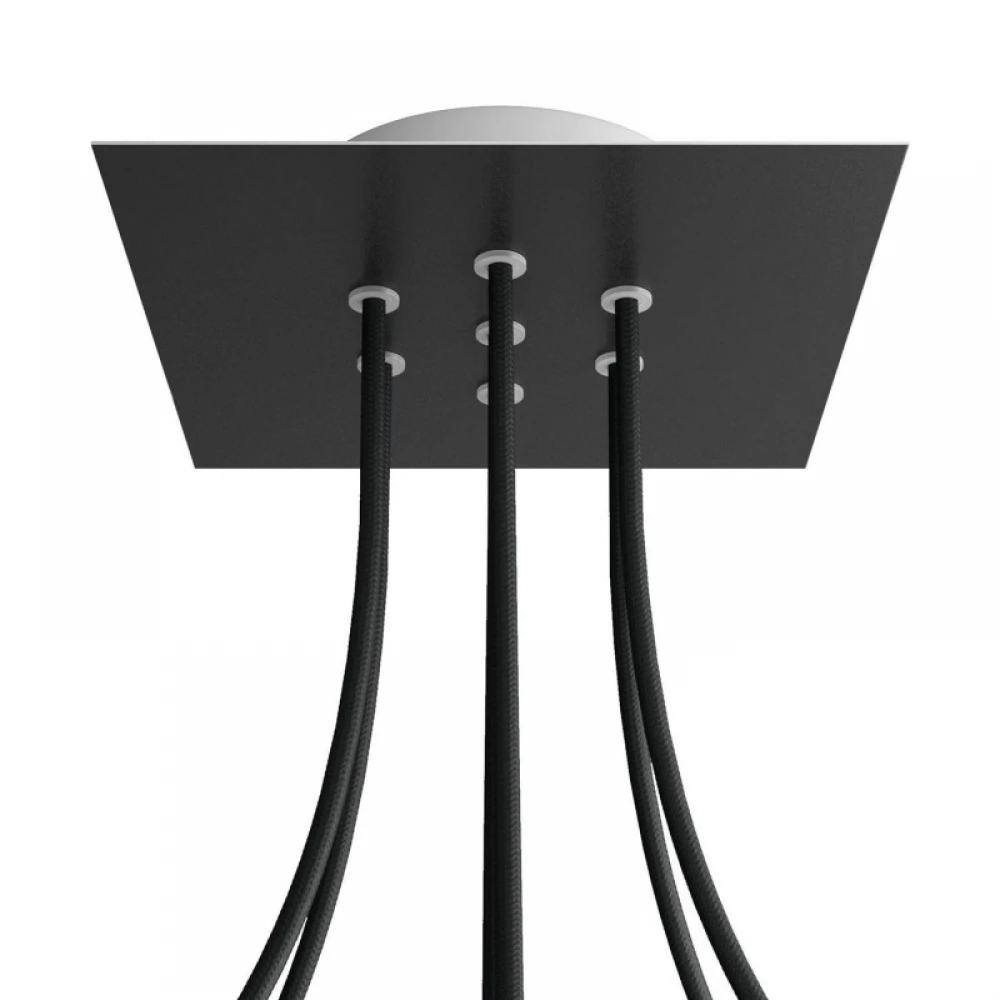 Ροζέτα Rose-One 200mm Τετράγωνη με 7 Τρύπες Στην Σειρά Σε Μαύρο Σχέδιo - Creative Cables