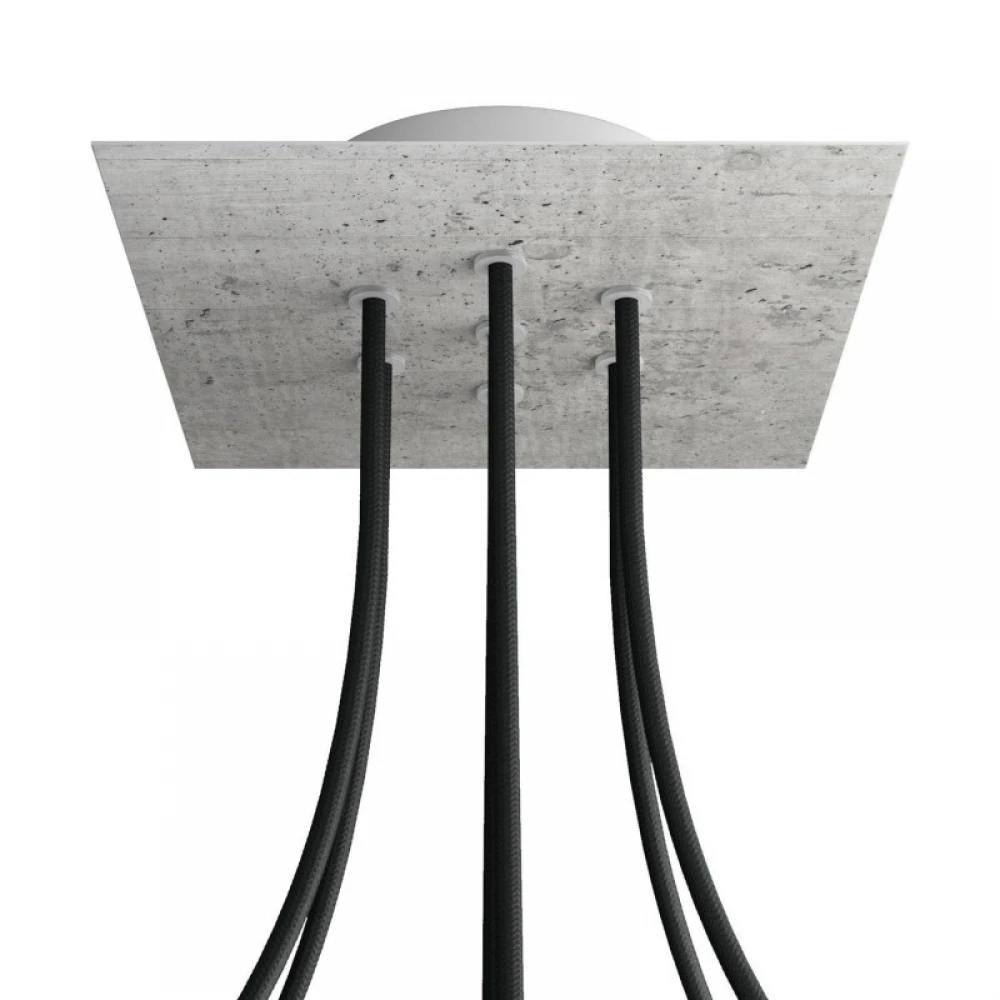 Ροζέτα Rose-One 200mm Τετράγωνη με 7 Τρύπες Στην Σειρά Σε Σχέδιο Τσιμέντου - Creative Cables