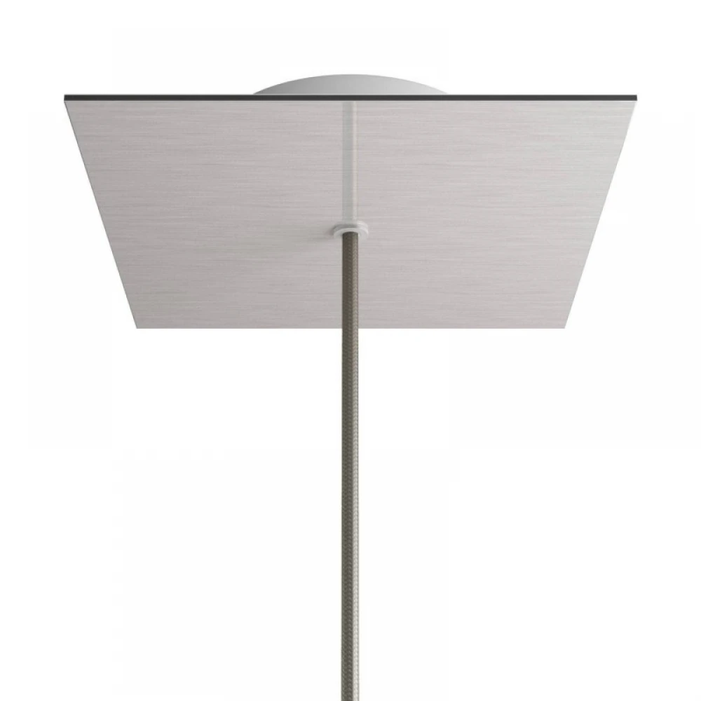 Ροζέτα Rose-One 200mm Τετράγωνη με 1 Τρύπα Σε Νικέλ Ματ Dibond Σχέδιο - Creative Cables