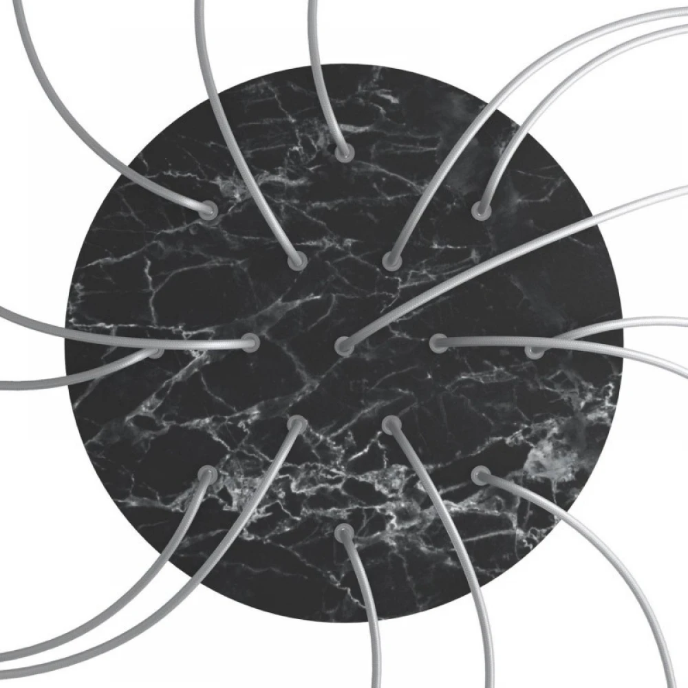 Ροζέτα Rose-One 400mm Στρογγυλή με 15 Τρύπες Μαύρο Μάρμαρο - Creative Cables