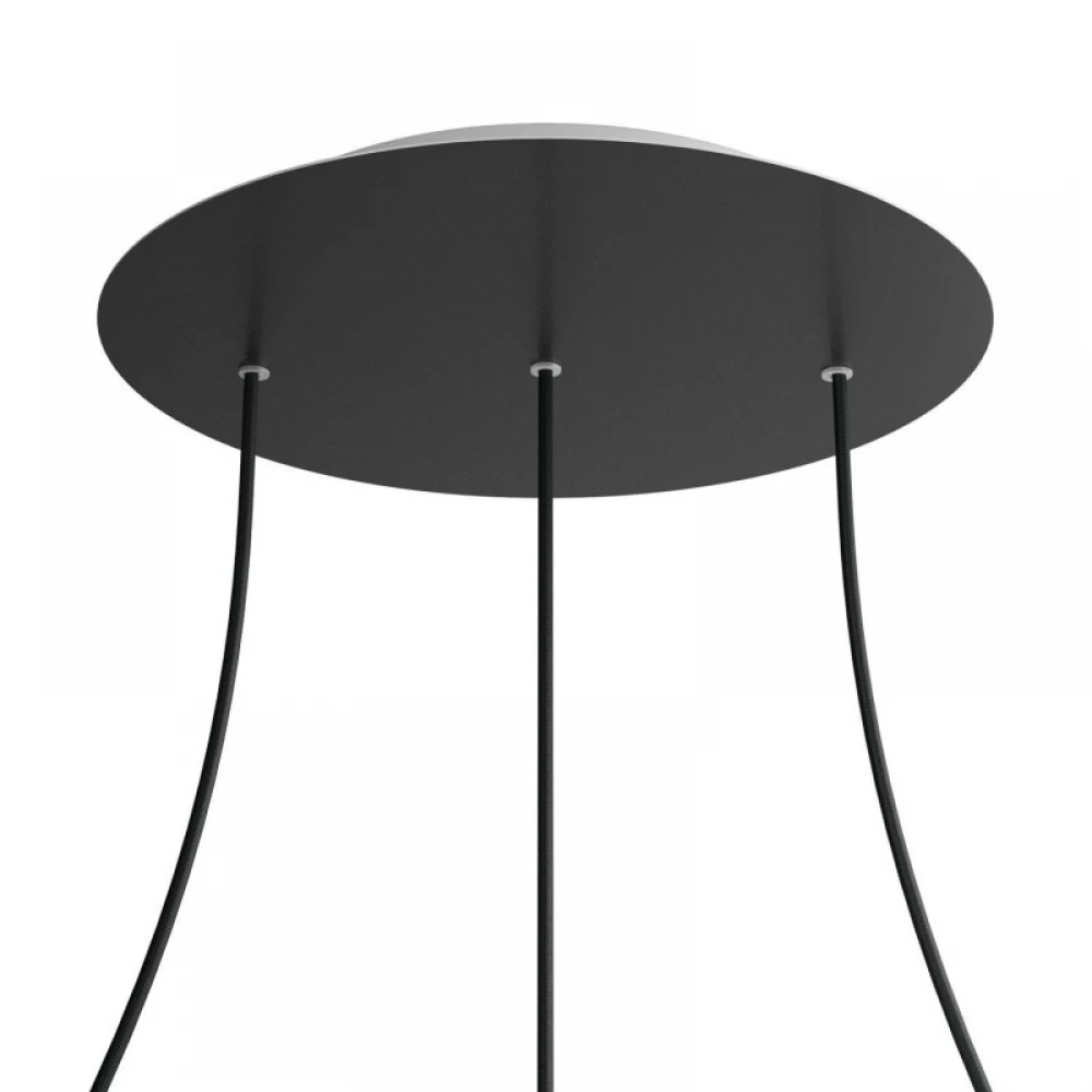 Ροζέτα Rose-One 400mm Στρογγυλή με 3 Τρύπες Σε Σειρά Μαύρο - Creative Cables