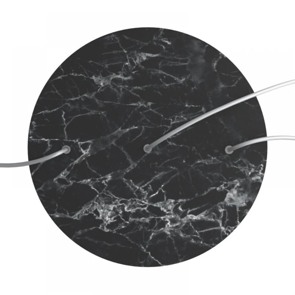 Ροζέτα Rose-One 400mm Στρογγυλή με 3 Τρύπες Σε Σειρά Μαύρο Μάρμαρο - Creative Cables