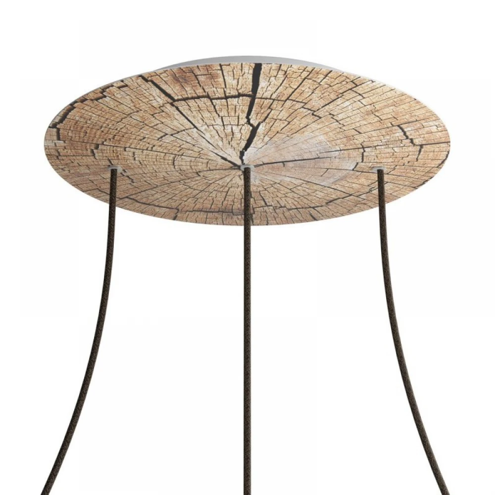 Ροζέτα Rose-One 400mm Στρογγυλή με 3 Τρύπες Σε Σειρά Ξύλο - Creative Cables