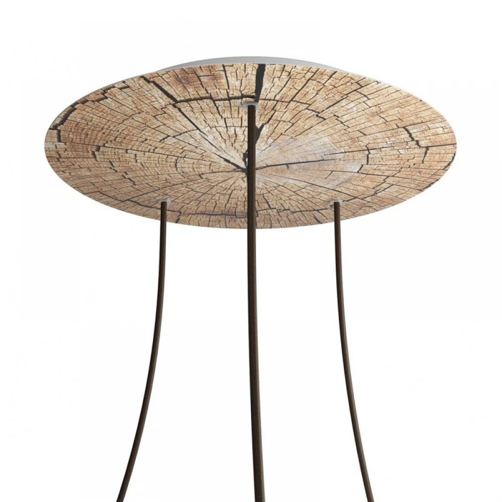 Ροζέτα Rose-One 400mm Στρογγυλή με 3 Τρύπες Σε Σχέδιo Ξύλου - Creative Cables