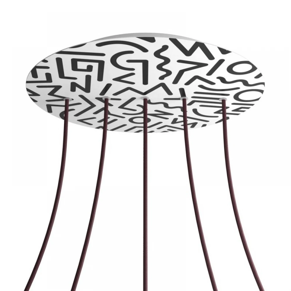 Ροζέτα Rose-One 400mm Στρογγυλή με 5 Τρύπες Σε Σειρά Σε Διάφορα Σχέδια - Creative Cables