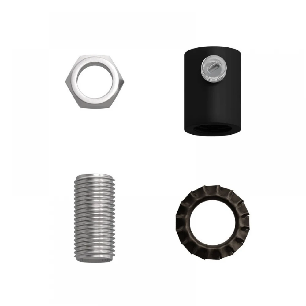 Μεταλλικό στήριγμα καλωδίου μαζί με μαστό, παξιμάδι και ροδέλα - Μαύρο - Creative Cables