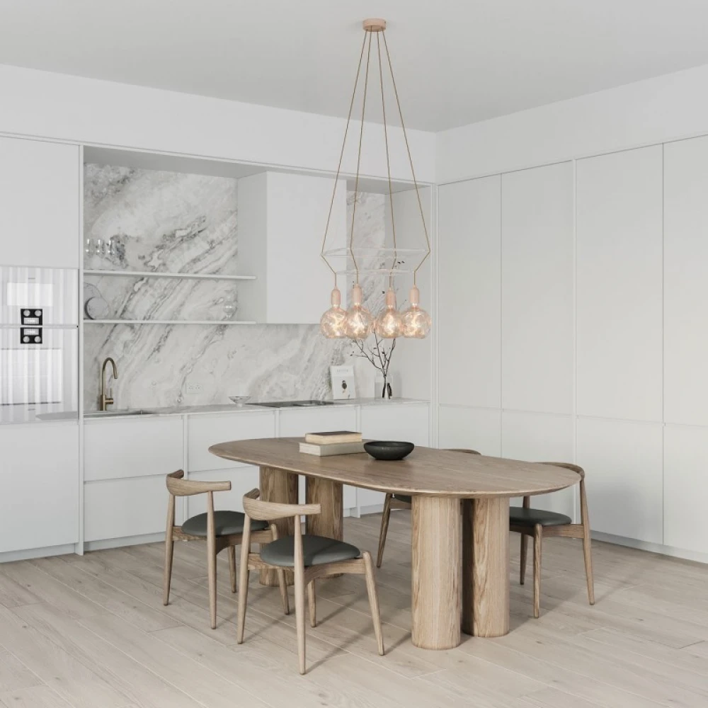 Κρεμαστό φωτιστικό 4φωτο Διπλό Cage Clobe Bumped - Φυσικό 4xE27 - Creative Cables