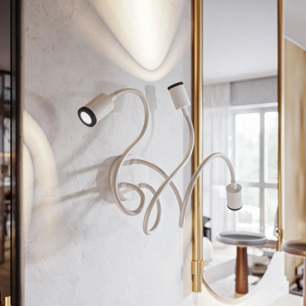 Φωτιστικό Τοίχου ή Οροφής 3φωτο Κινητό Σποτ Mini GU1d0 με εύκαμπτο σωλήνα Flex 60cm Λευκό ΜΑΤ - Creative Cables